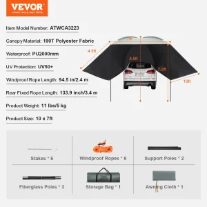 VEVOR Vehicle Awning with Storage Bag