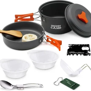 Camping Non-Stick Cookware Kit Set with Stove
